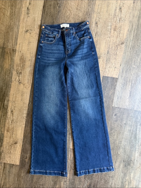 Risen Jeans Denim - Risen Wide Leg Dark Blue Jeans